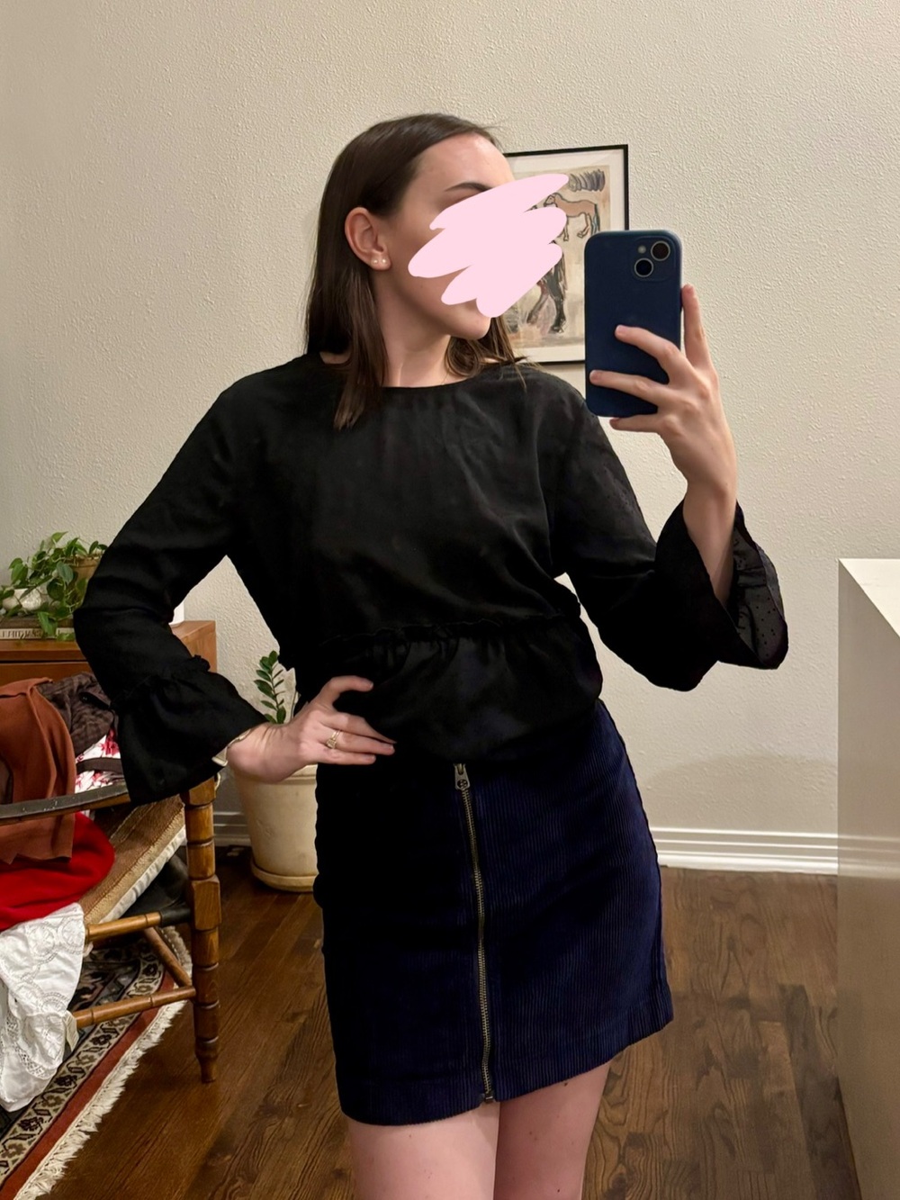 Wilfred Navy Corduroy Mini Skirt